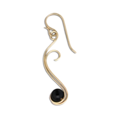 Gold Filled "Floating Bead" Earring- Onyx
