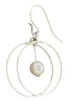 Sterling Silver "Double Wheel" Earrings with White Freshwater Pearls