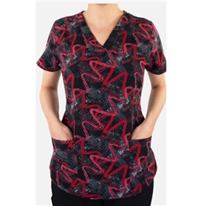 MAEVN 1767-AWV - Women's Abstract Wavy Print Scrub Top