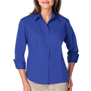 Blue Generation 6260 - Ladies 3/4 Sleeve Fitted Easy Care Super Blend Poplin w/Buttons