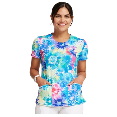 Cherokee CK609 - Infinity Women's Round Neck Print Scrub Top