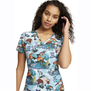 Cherokee CK637 - Women's V-Neck Print Scrub Top