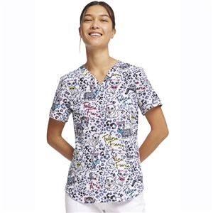 Cherokee CK662- Women's V-Neck Print Scrub Top