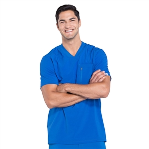 Cherokee CK910A - Infinity Men's V-Neck Knit Panel Solid Scrub Top