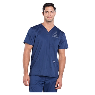 Cherokee Revolution WW670 - Men's V-Neck Utility Solid Scrub Top for CFCC Pharmacy Technology Program