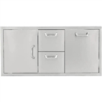 PCM Stainless Steel 42" Triple Combo Drawers, Trash and Access Door (PCM-260-COMBO42TR)