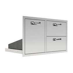 PCM 32" DOUBLE DRAWER & TRASH/PROPANE ROLLOUT ON RIGHT COMBO (BBQ-260-DDC-TR-R)