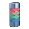 WE-402FB-RYGB<br>37.5mm profile 4-Tier wall mount LED signal tower, AC/DC24V, continuous, flashing, alarm, chrome body. LED Colors: Red, Amber, Green, Blue