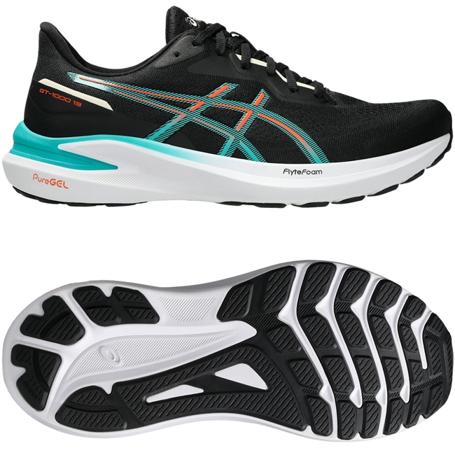 Asics GT-1000 13 Men's Road Running Shoe. (Black/Wave Teal)