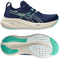 Asics Gel-Nimbus 26 Women's Road Running Shoe. (Blue Expanse/Aurora Green)