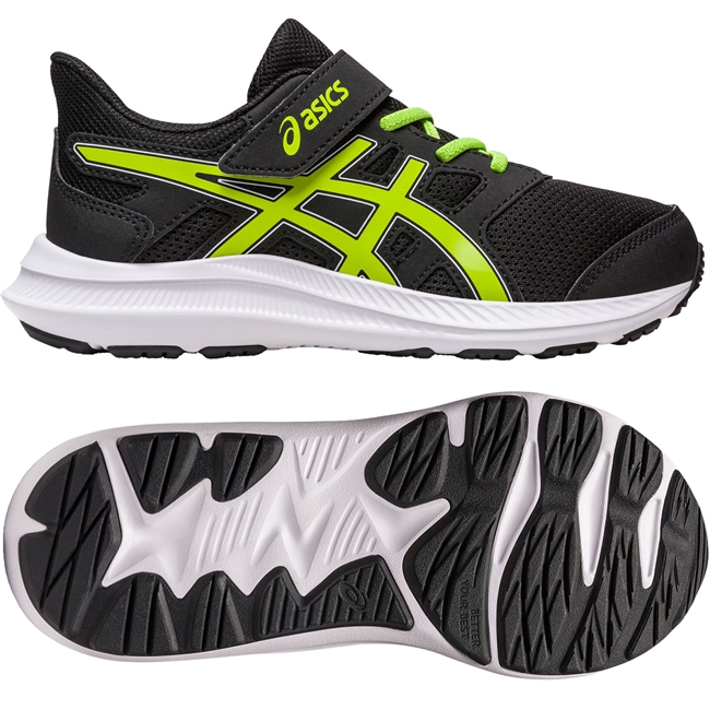 Asics JOLT 4 PS Junior Running Shoe. (Black/Lime Zest)