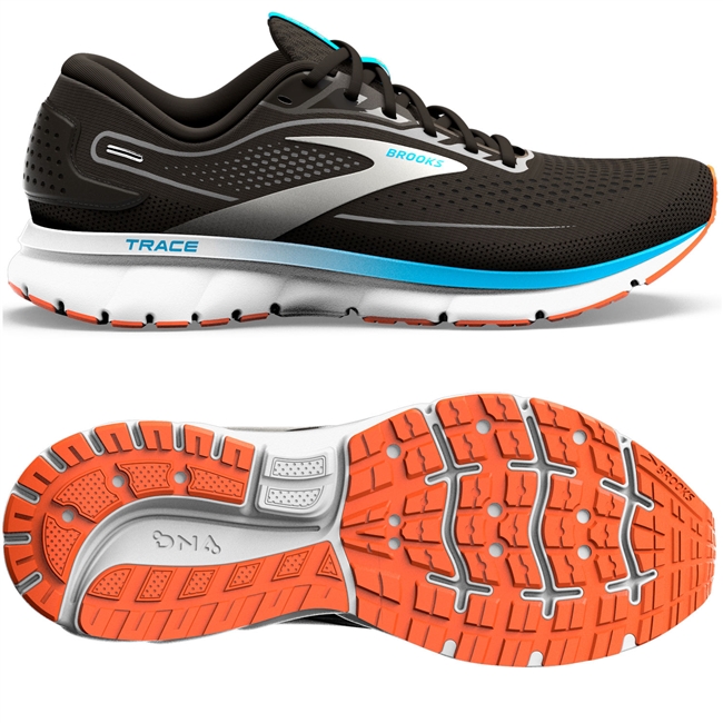 Brooks Trace 2 Men's Road Running Shoe. (Black/Hawaiian Ocean/Orange)