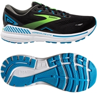 Brooks Adrenaline GTS 23 Men's Road Running Shoe. (Black/Hawaiian Ocean/Green)