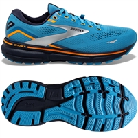 Brooks Ghost 15 GTX Men's Road Running Shoe. (Blue/Peacoat/Orange)