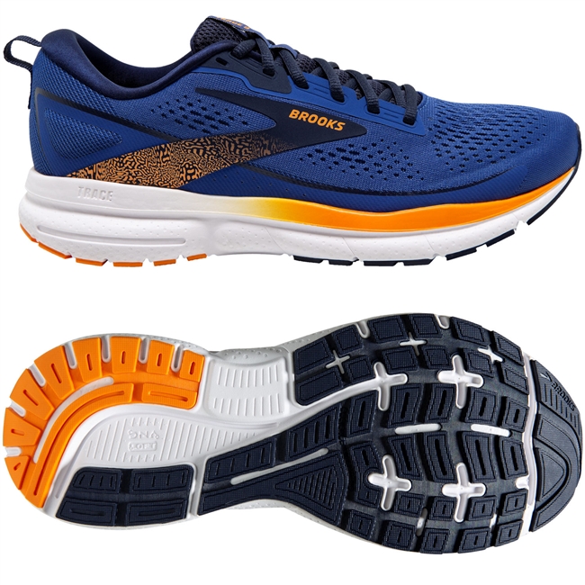Brooks Trace 3 Men's Road Running Shoe. (Blue/Peacoat/Orange)