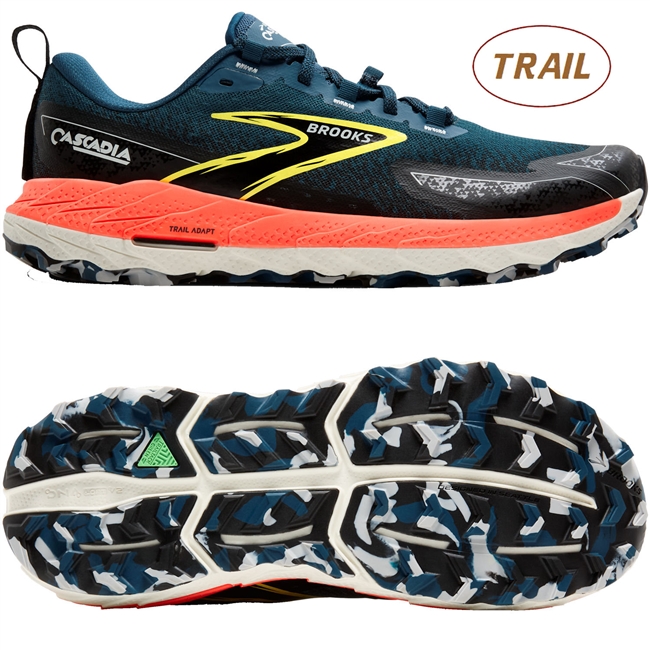 Brooks Cascadia 18 Men's Trail Running Shoe. (Legion Blue/Black/Flame)