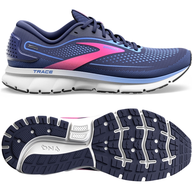 Brooks Trace 2 Women's Road Running Shoe. (Peacoat/Blue/Pink)