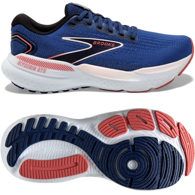 Brooks Glycerin GTS 21 Women's Road Running Shoe. (Blue/Icy Pink/Rose)