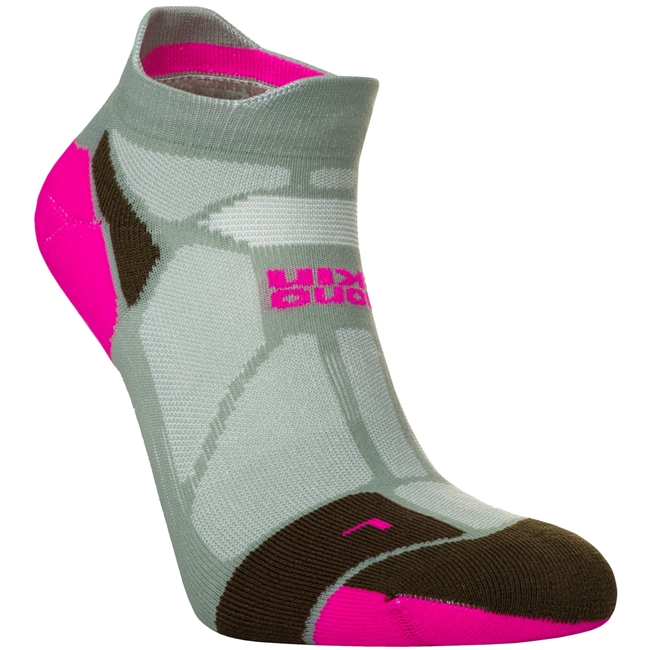 Hilly Marathon Fresh Socklet Min Running Sock. (Sage/Fluo Pink)