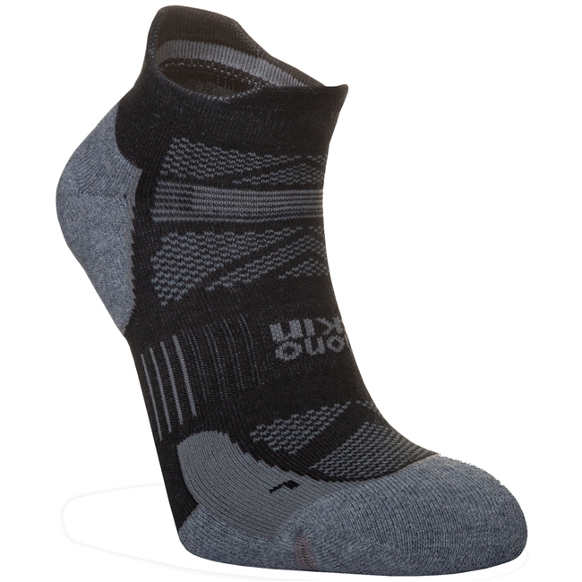 Hilly Supreme Socklet Running Sock. (Black/Grey Marl)