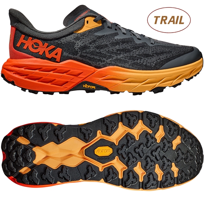 Hoka Speedgoat 5 Men's Trail Running Shoe. (Castlerock/Flame)