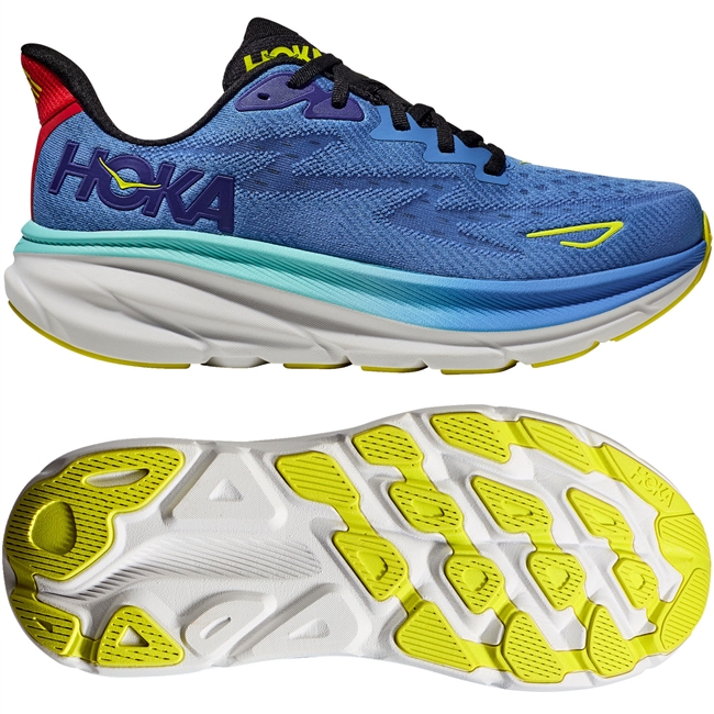 Hoka Clifton 9 Men's Road Running Shoe. (Virtual Blue/Cerise)