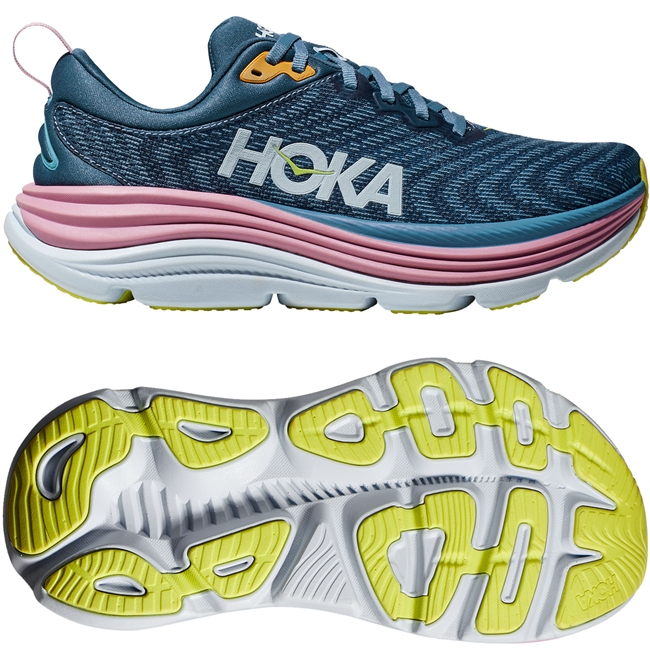 Hoka Gaviota 5 Women's Road Running Shoe. (Real Teal/Shadow)