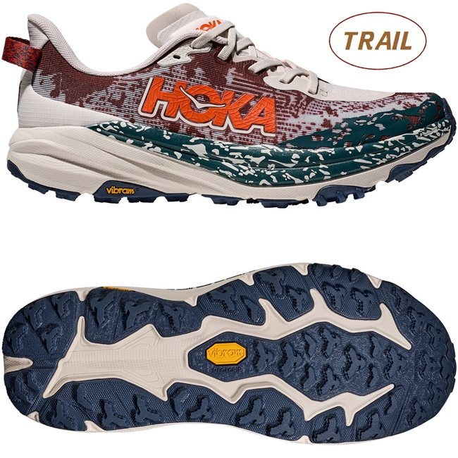 Hoka Speedgoat 6 Men's Trail Running Shoe. (Putty/Blue Twilight)