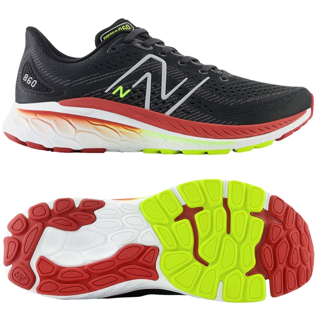 New Balance Fresh Foam 860v13 Men's Road Running Shoe. (Black/Red)