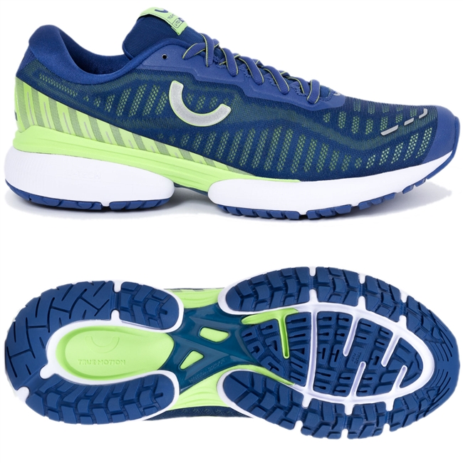 True Motion U-TECH Nevos Next Gen Men's Running Shoe. (True Blue/Sharp Green/White)