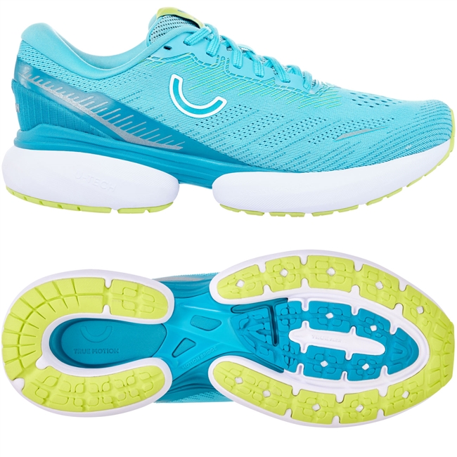 True Motion U-TECH Nevos 3 Women's Road Running Shoe. (Scuba Blue/Enamel Blue/Lime Popsicle)