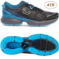 True Motion U-TECH Nevos Elements Men's Road Running Shoe. (Black/Mykonos Blue/Castle Rock)