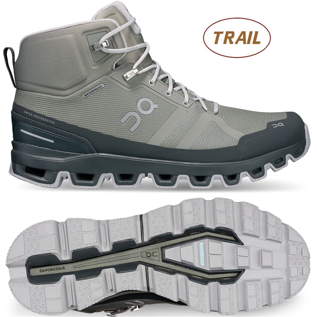 On Cloudrock Waterproof Men's Speed-Hiking Shoe. (Kelp/Lead)