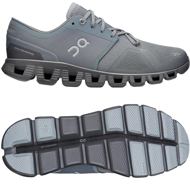 On Cloud X 3.0 Men's Road Running Shoes. (Mist/Rock)