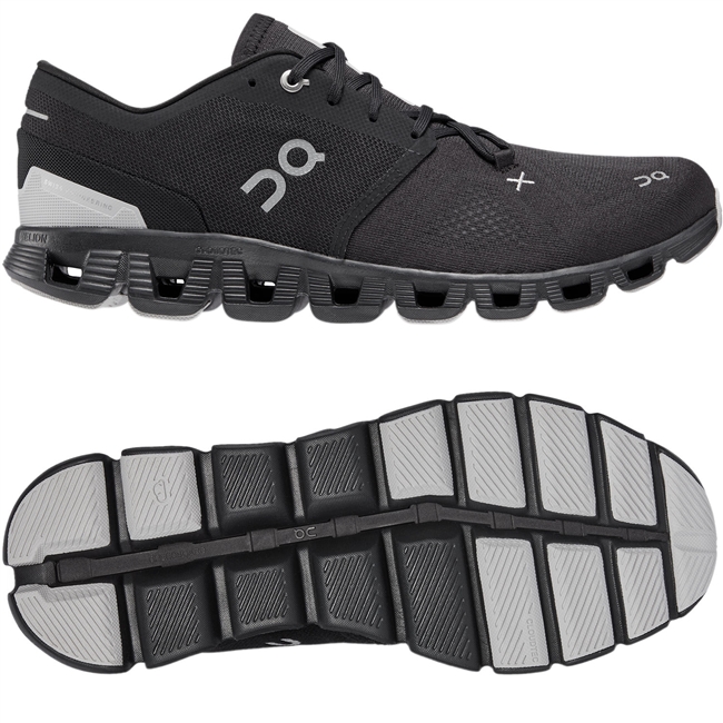 On Cloud X 3.0 Men's Road Running Shoes. (Black)