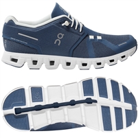 On Cloud 5.0 Women's Road Running Shoe. (Denim/White)