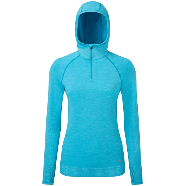 Ron Hill Women's Life Seamless Hoodie. (Azure Marl)