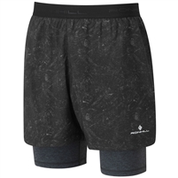 Ron Hill Men's Life 5 inch Twin Short. (Black Marble/Charcoal Marl)