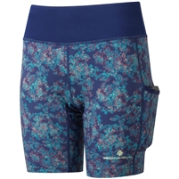 Ron Hill Women's Life Stretch Short. (Deep Blue Micro Floral)