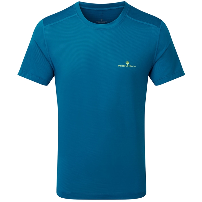 Ron Hill Men's Tech Short Sleeve Tee. (Prussian Blue/Acid Lime)