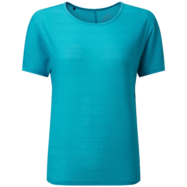 Ron Hill Women's Life Wellness Short Sleeve Tee. (Azure/Lemongrass)