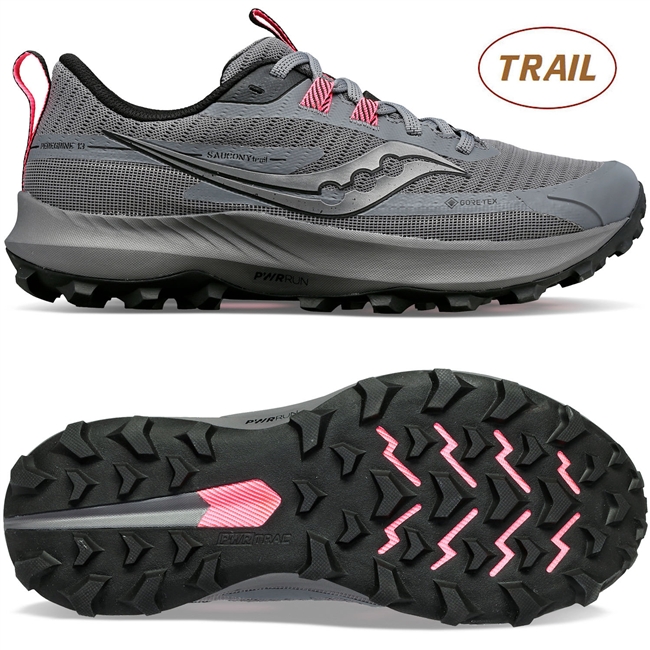 Saucony Peregrine 13 GTX Women's Trail Running Shoe. (Gravel/Black)