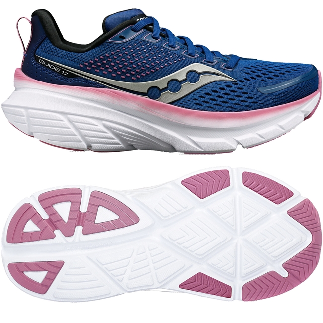 Saucony Guide 17 Women's Road Running Shoe. (Navy/Orchid)