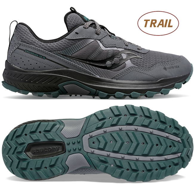 Saucony Excursion TR16 GTX Men's Trail Running Shoe. (Shadow/Forest)