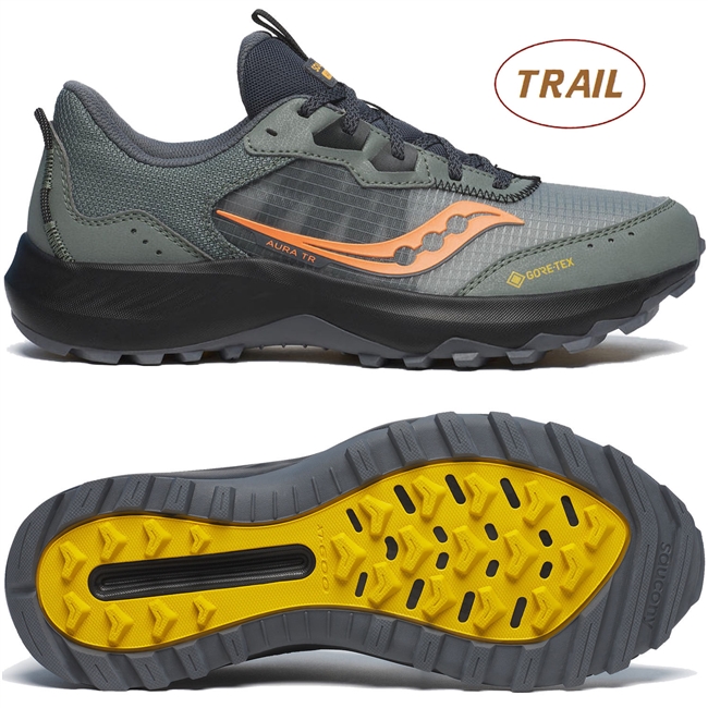 Saucony Aura TR GTX Men's Trail Running Shoe. (Bough/Peel)