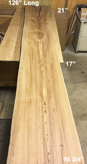 Flattened Elm Natural Edged Flitch - 126" x 17" x 2 1/2" - $300.00