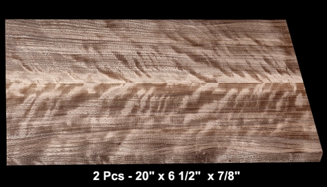 Book-Matched Quarter-Sawn Curly Walnut - 2 Pcs - 20" x 6 1/2"  x 7/8" - $155.00