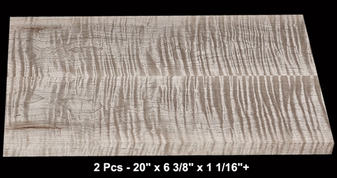 Thick Book-Matched Curly Maple - 2 Pcs - 20" x 6 3/8" x 1 1/16"+ - $165.00