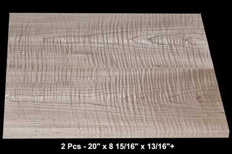 Book-Matched Curly Maple - 2 Pcs - 20" x 8 15/16" x 13/16"+ - $135.00