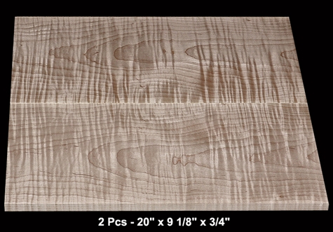 Book-Matched Curly Maple - 2 Pcs - 20" x 9 1/8" x 3/4"  - $165.00